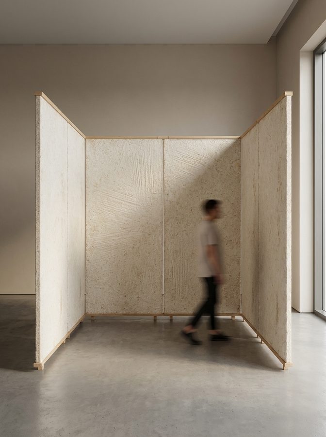 NUMU pressed mycelium composite board — event and temporary architecture application