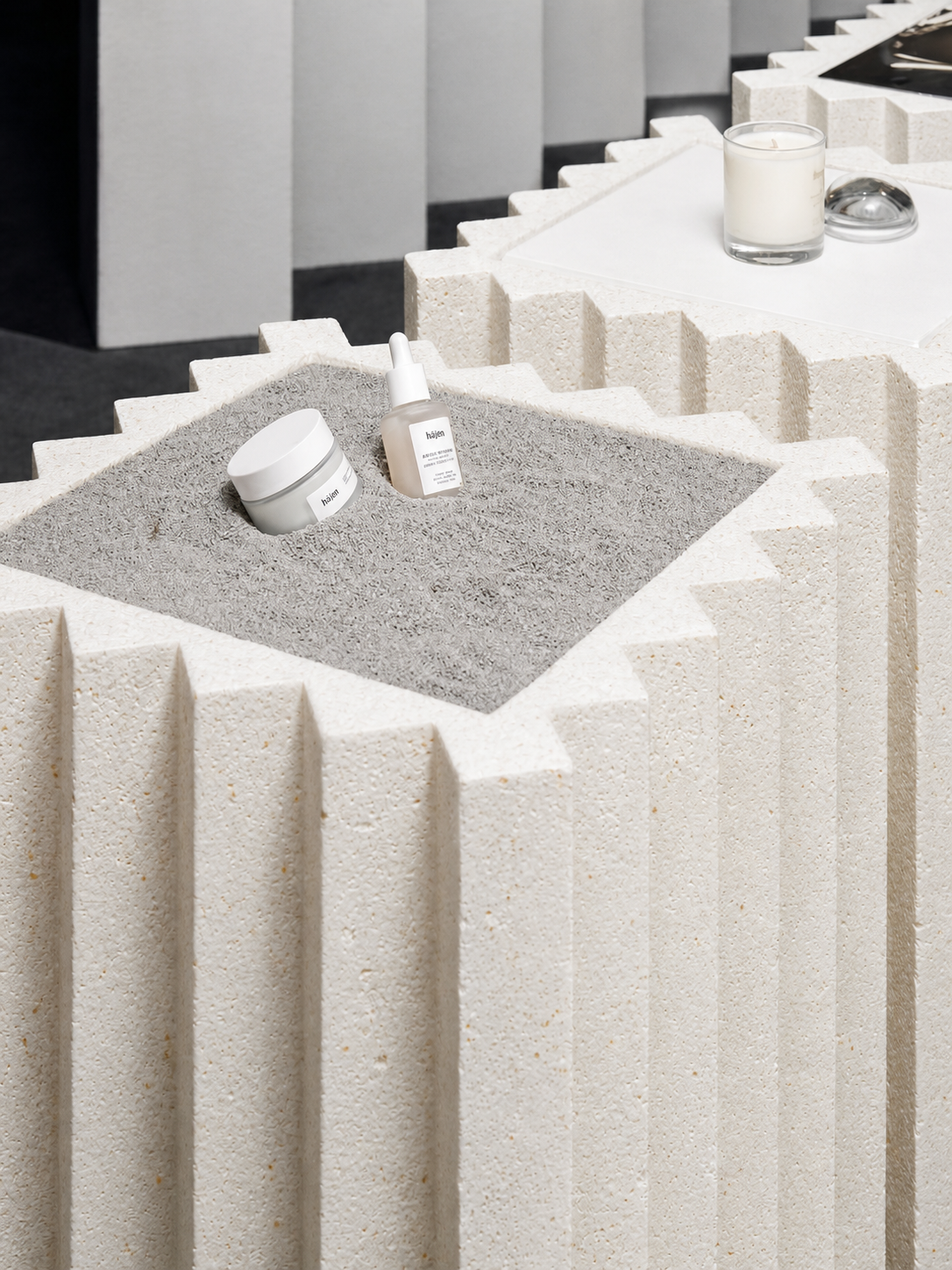 Fluted mycelium product display visualisation