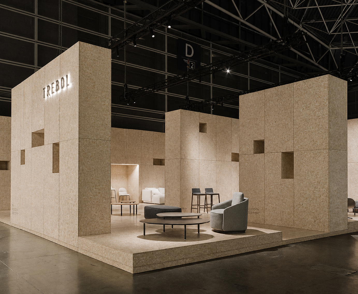 Pressed mycelium board exhibition booth visualisation