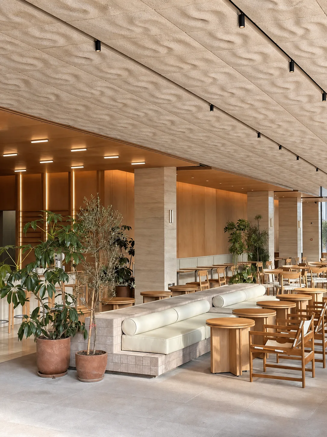 FOLD acoustic panels in a restaurant ceiling concept