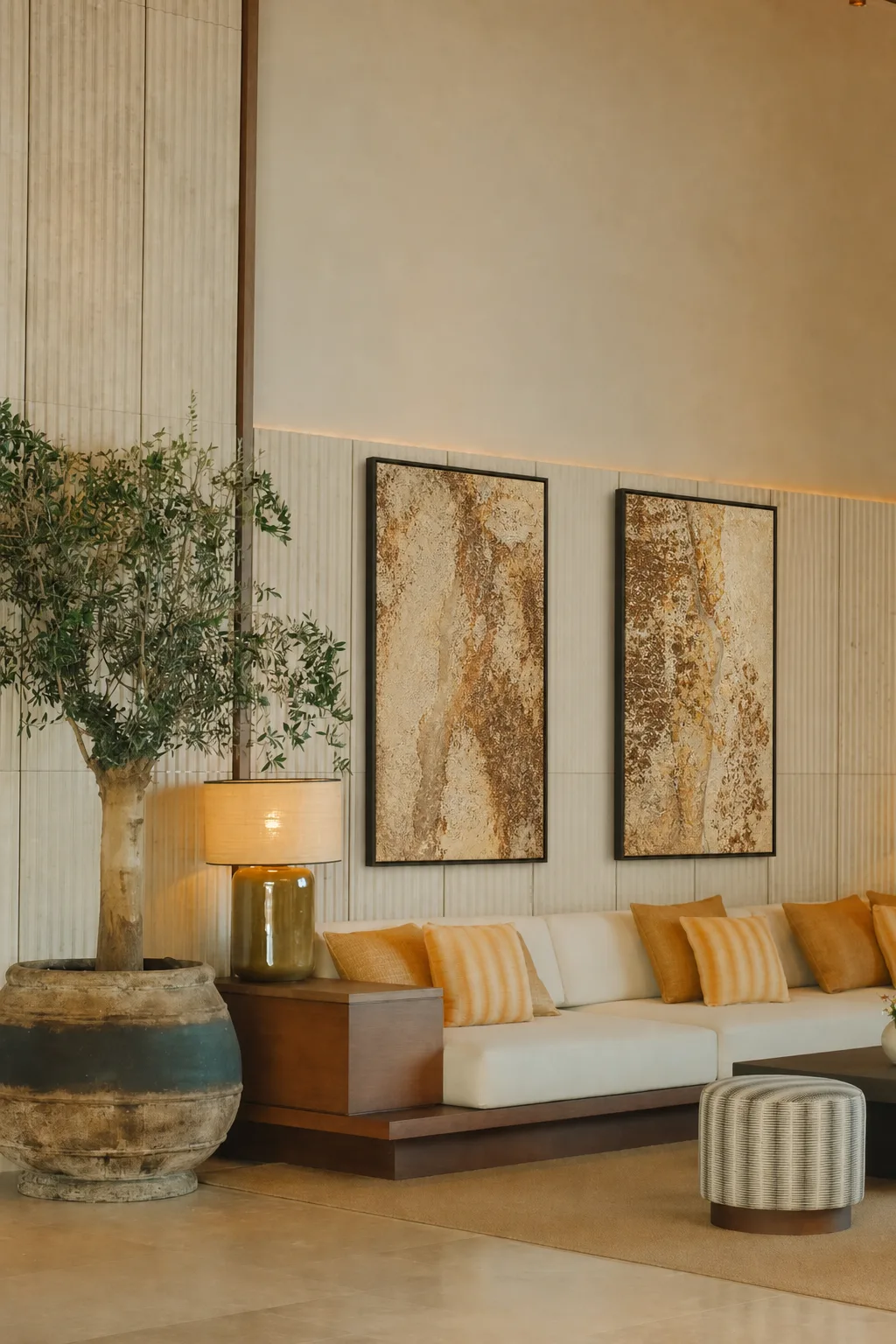 Fungal art installation in a hospitality lounge concept