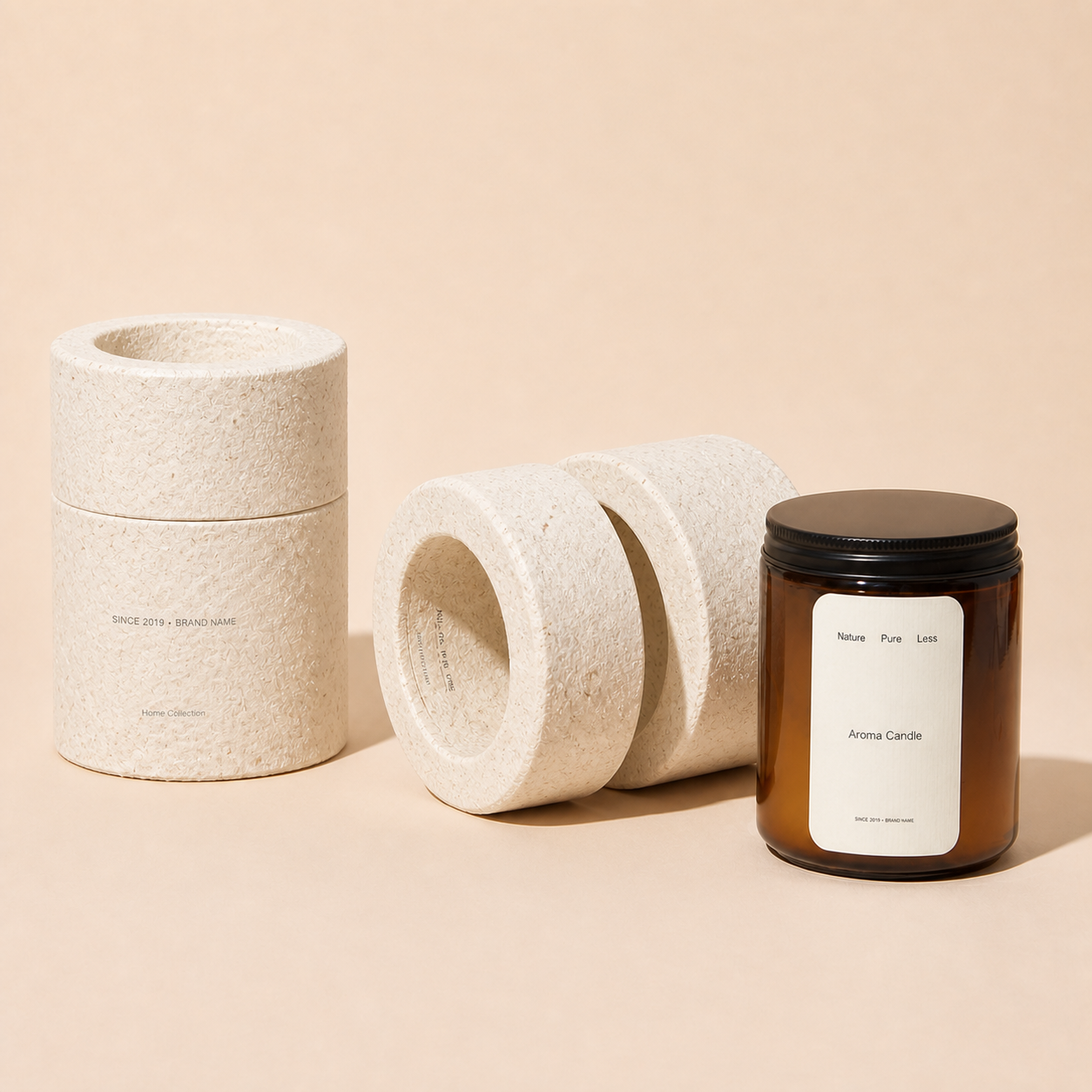 Mycelium cylinder packaging visualisation